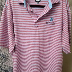 Footjoy Polo Golf Shirt Mens Large Performance Red Blue Gray Highlands @ Fisher